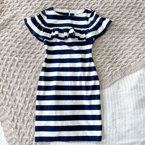 Eliza J Fitted Ruffle Stripe Dress 4P